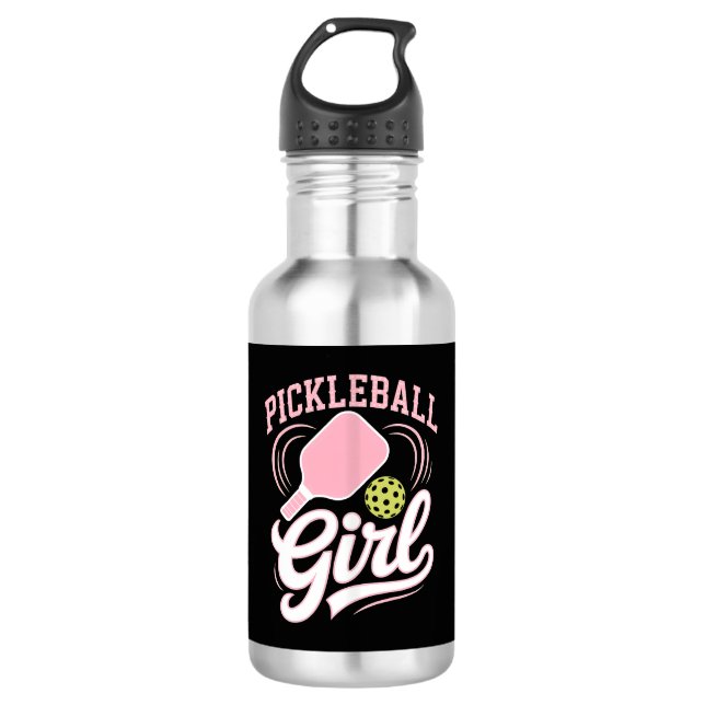Pickleball Mädchen Spielerin Edelstahlflasche (Vorderseite)