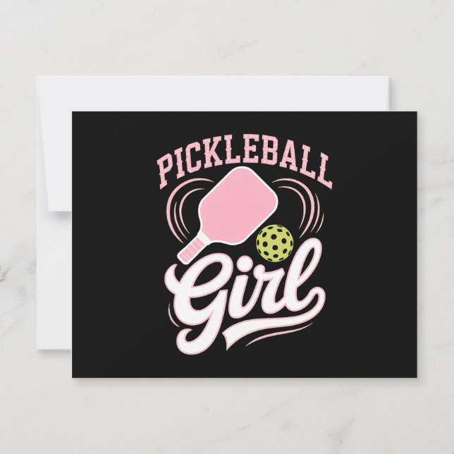 Pickleball Mädchen Spielerin Einladung (Rückseite)