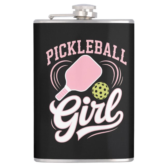 Pickleball Mädchen Spielerin Flachmann (Vorderseite)