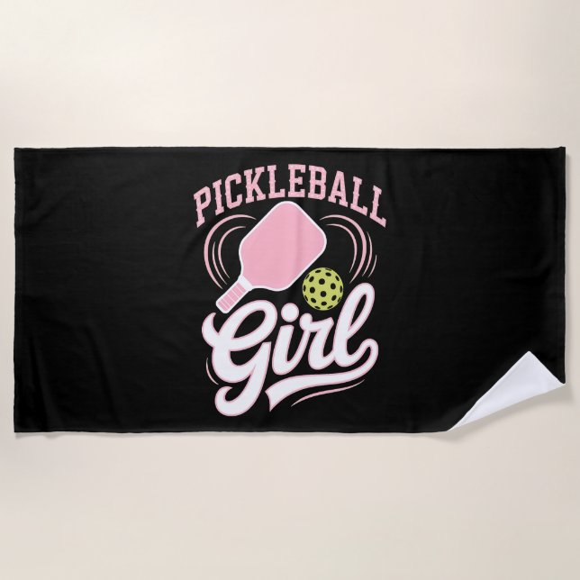 Pickleball-Mädchen-Spielerin Strandtuch (Vorderseite)