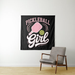 Pickleball Mädchen Spielerin Wandteppich