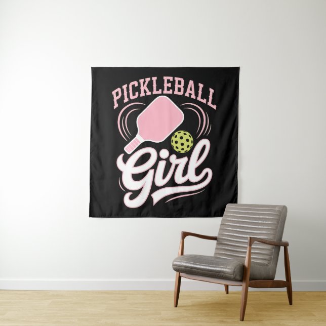 Pickleball Mädchen Spielerin Wandteppich (Beispiel)