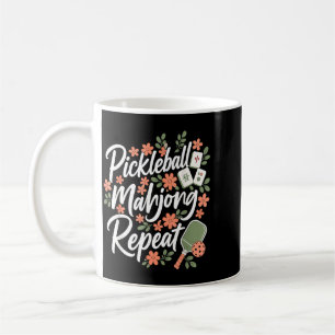 Pickleball Mahjong Wiederholung Blume Floral Paddl Kaffeetasse
