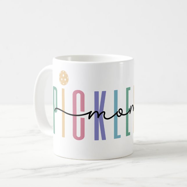 Pickleball-Mama farbenfroh Kaffeetasse (Vorderseite Links)