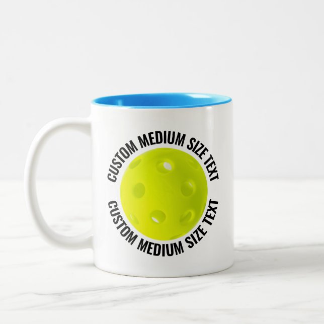 Pickleball & Medium Text HELLBLAU 325ml Custom Zweifarbige Tasse (Links)