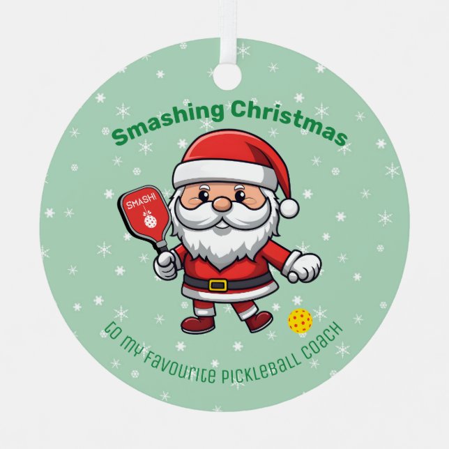 Pickleball Merry Christmas Metal Ornament Aus Metall (Vorderseite)