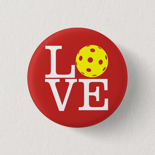 Pickleball Miniknopf: LIEBE (rot) Button (Vorderseite)