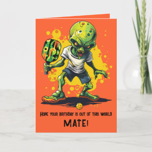 Pickleball mit Alien Happy Birthday Card Feiertagskarte