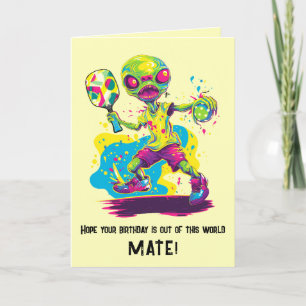 Pickleball mit Alien Happy Birthday Card Feiertagskarte