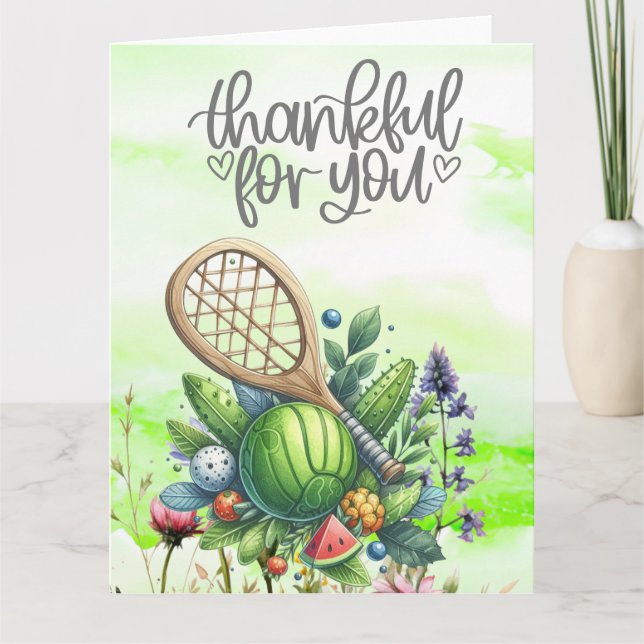 Pickleball mit Blume Dankeskarte (Vorderseite)