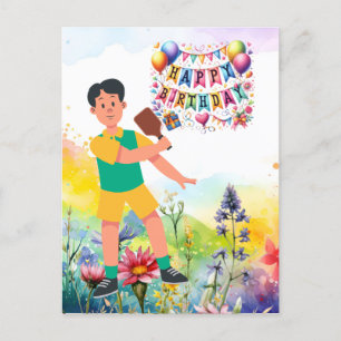 Pickleball mit Blumen regenbogenfarbenes Geburtsta Postkarte