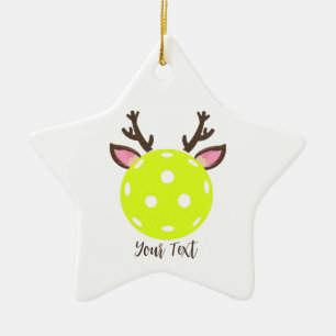 Pickleball mit den Rentierfessern. Funny Picklebal Keramik Ornament