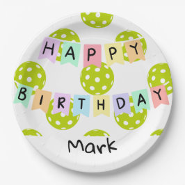 Pickleball mit Glückwunsch zum Geburtstag Pappteller