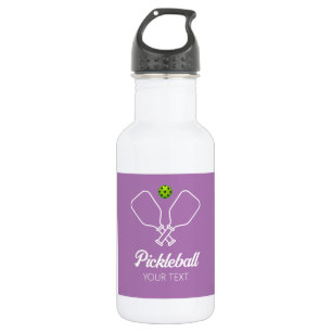 Pickleball mit Paddles & Ball Personalisiert Lila Edelstahlflasche