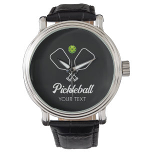 Pickleball mit Paddles und Ball Personalisiert Armbanduhr