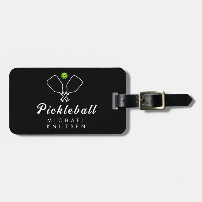 Pickleball mit Paddles und Ball Personalisiert Gepäckanhänger (Vorderseite horizontal)