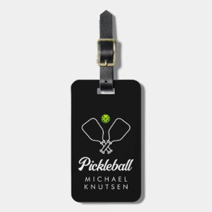 Pickleball mit Paddles und Ball Personalisiert Gepäckanhänger