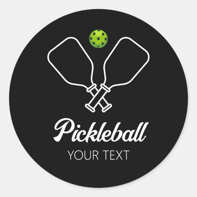 Pickleball mit Paddles und Ball Personalisiert Runder Aufkleber (Vorderseite)
