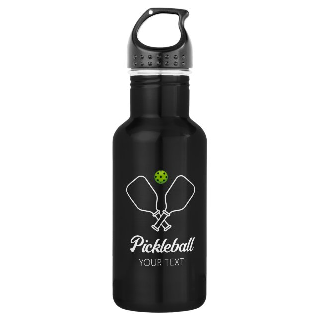 Pickleball mit Paddles und Ball Personalisiert sch Edelstahlflasche (Vorderseite)
