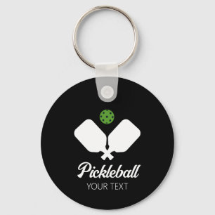 Pickleball mit Paddles und Ball Personalisiert Schlüsselanhänger
