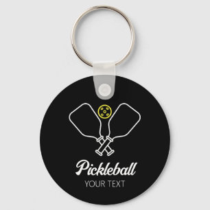 Pickleball mit Paddles und Ball Personalisiert Schlüsselanhänger