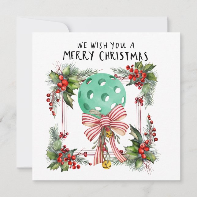 Pickleball mit Weihnachtsrahmen Feiertagskarte (Vorderseite)