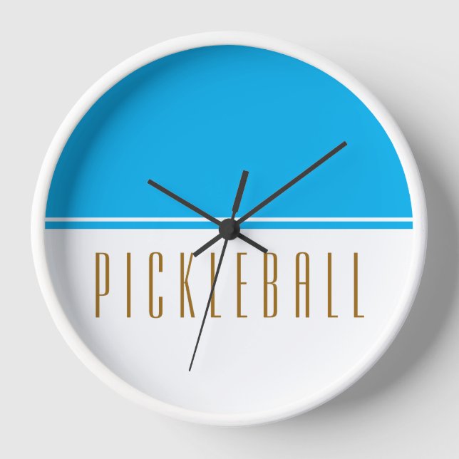 PICKLEBALL Mod Bright Sky Blue White Color Block Uhr (Vorderseite)