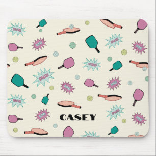 Pickleball Monogram Add Your Name Fun Colorful Mousepad