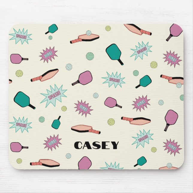Pickleball Monogram Add Your Name Fun Colorful Mousepad (Vorne)