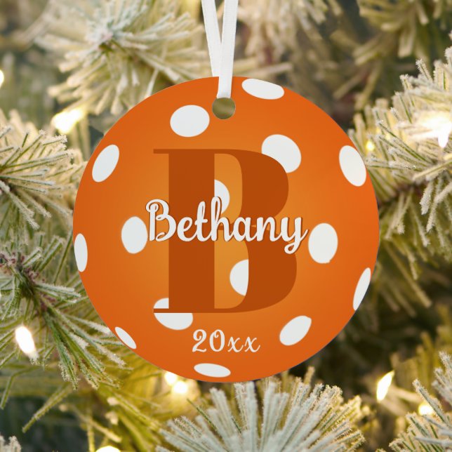 Pickleball Monogram Name Orange Ornament Aus Metall (InSitu)