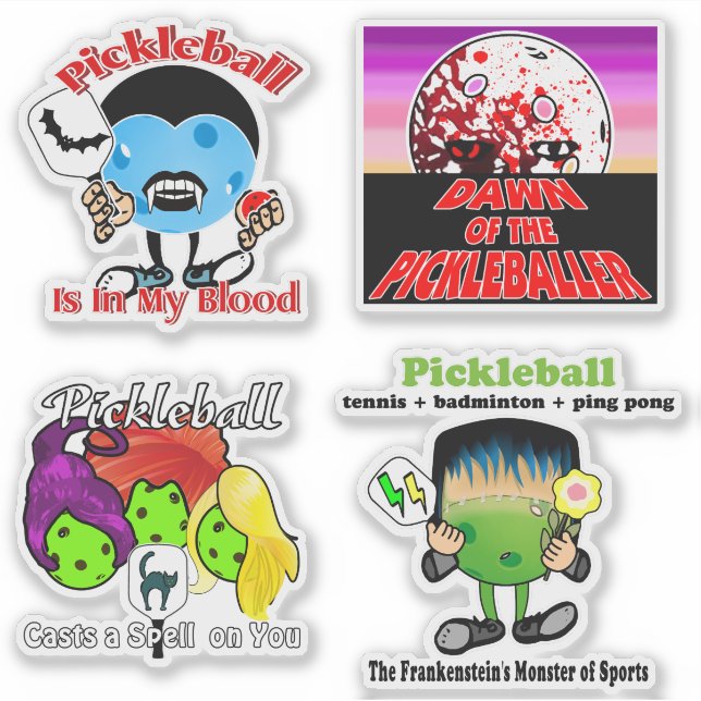 Pickleball Monsters Vampire Witches Zombies Aufkleber (Vorderseite)
