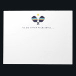 Pickleball nach Pickleball Player Notepad ausführe Notizblock<br><div class="desc">Dieses Notizblock verfügt über ein lebendiges,  lustiges Muster mit gestreiften Pickleball-Paddeln. In Blau-,  Grün- und Gelbtönen. Text lautet "To Do After Pickleball... ",  ist aber mit einer Phrase oder einem Namen Ihrer Wahl anpassbar. Ein tolles Geschenk für Pickleball-Spieler. Teil einer Sammlung von Parcel Studios.</div>