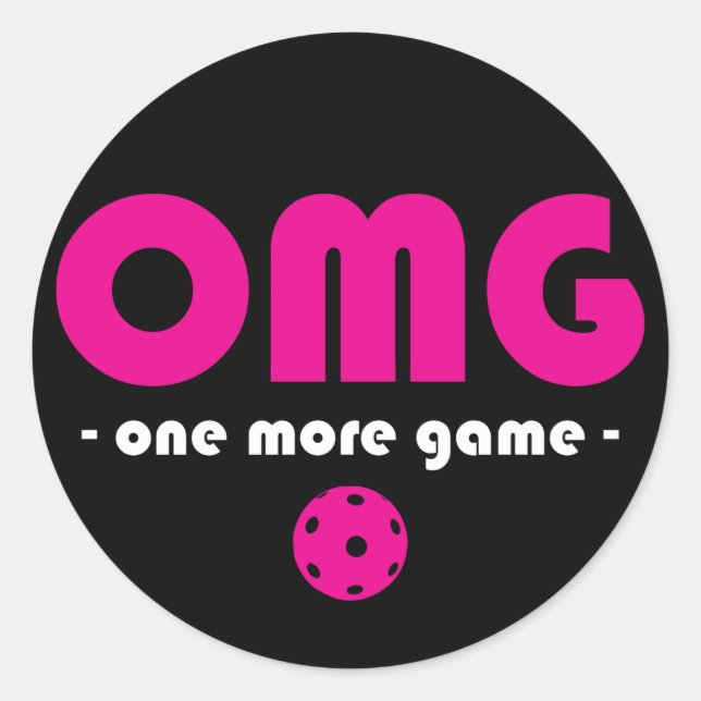 Pickleball One More Game Black / Pink Runder Aufkleber (Vorderseite)