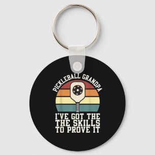 Pickleball-Opa Vintage-Sonnenuntergang-Paddle Schlüsselanhänger