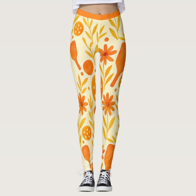 Pickleball Orange Petal Active Fit Leggings (Vorderseite)