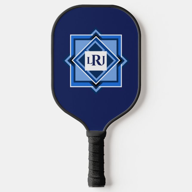 Pickleball-Paddel mit blauer geometrischer Fläche Pickleball Schläger (Vorderseite)