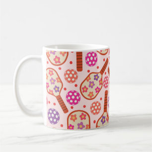Pickleball-Paddel mit Muster für Retro-Blume Kaffeetasse