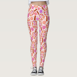 Pickleball-Paddel mit Muster für Retro-Blume Leggings