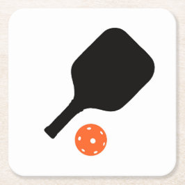 Pickleball-Paddel und orangefarbenes Pickleball Rechteckiger Pappuntersetzer