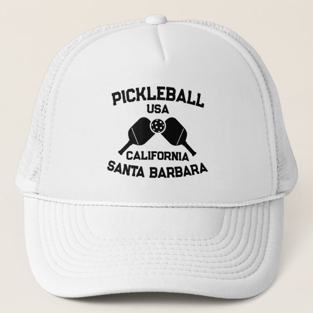 Pickleball Paddle Ball Santa Barbara CA Custom Truckerkappe (Vorderseite)