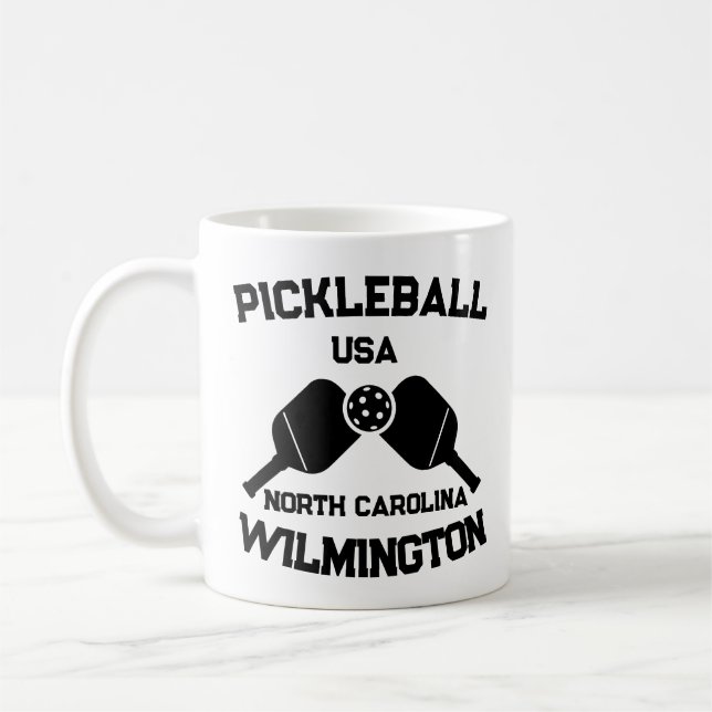 Pickleball Paddle & Ball Wilmington NC USA Custom Kaffeetasse (Links)
