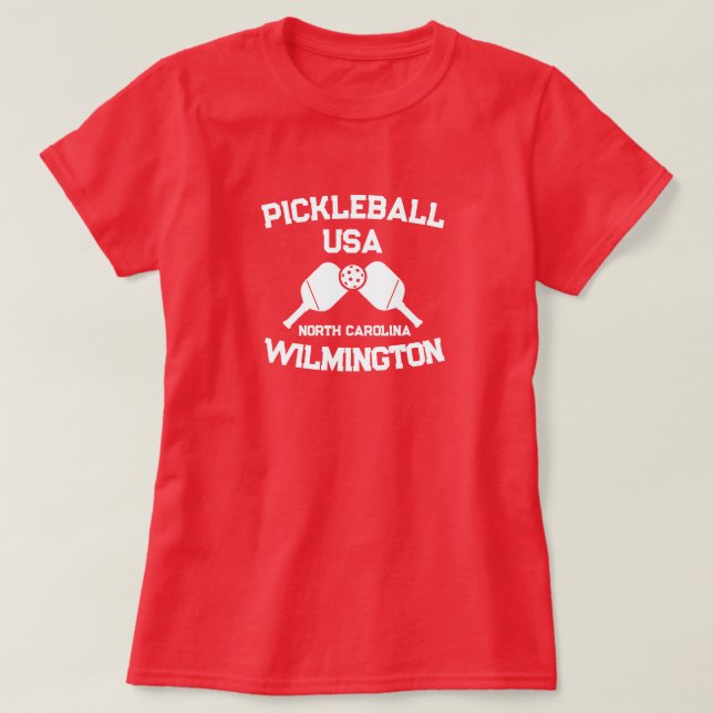Pickleball Paddle Ball Wilmington NC USA Custom T-Shirt (Design vorne)