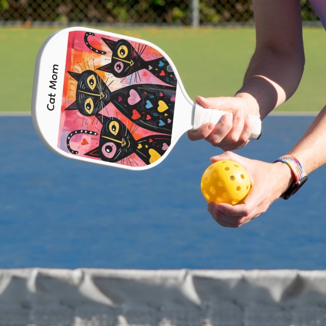 Pickleball Paddle Colorful Hearts Cats Dogs (InSitu)