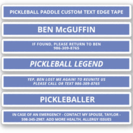 Pickleball Paddle Edge Tape Individuelle Name ICE  Aufkleber