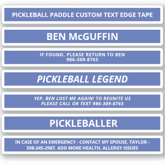 Pickleball Paddle Edge Tape Individuelle Name ICE  Aufkleber (Vorderseite)