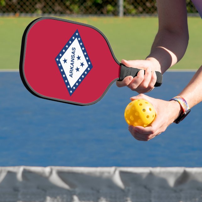 Pickleball Paddle mit der Flagge von Arkansas, USA (InSitu)