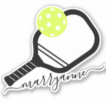 Pickleball Paddle Script Monogram Sticker
