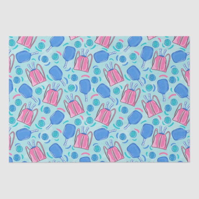 Pickleball Paddle und Balls Blue Small Seidenpapier (Vorderseite)