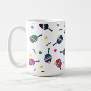Pickleball Paddle und Fun Ball Blue Green Pink Kaffeetasse
