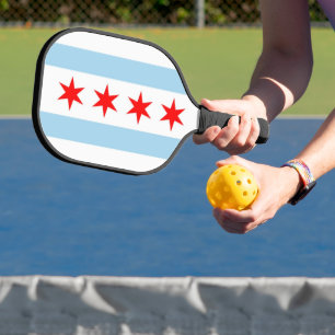 Pickleball Paddle unter der Flagge von Chicago, US